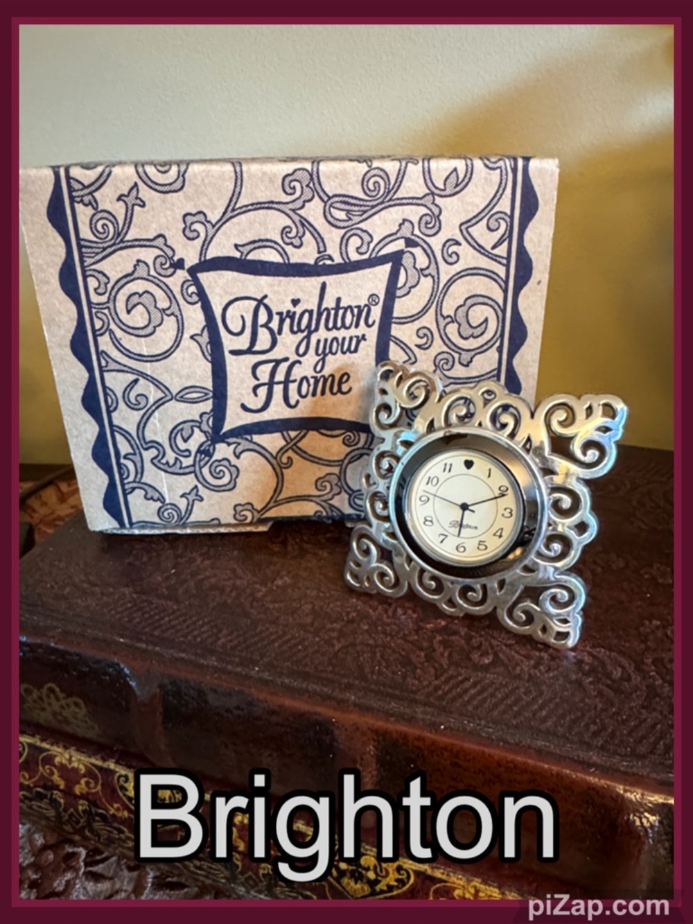 ⚜️Brighton Silver Ornate Scroll Table / Desk / Bedroom Clock